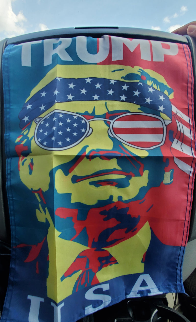 Trump USA 12"x18" Garden Flags American Sunglass July 4th ROUGH TEX® 100D