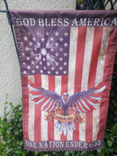 God Bless America One Nation Under God We Trust Garden Flag Christian Cross Vintage 12x18 Inches 100D Double Sided USA