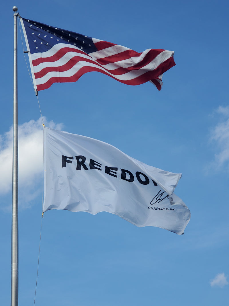Freedom Flag Charlie Kirk Signature Series 5x8 Feet White Flags In Stock 100D