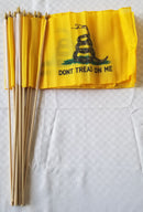 Gadsden Don't Tread on Me 1775 1776 1777 Colonial American Rattle Snake 12x18 Inch Early USA Stick 30" Wooden Staffs Cemetery American 250th Anniversary Flags