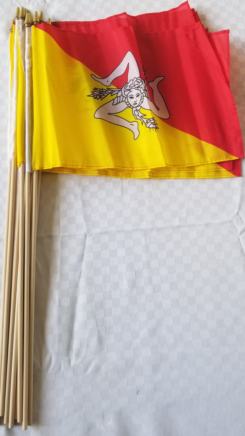 Sicily 12x18 Inch Italian Stick Flags 30" Wooden Staffs