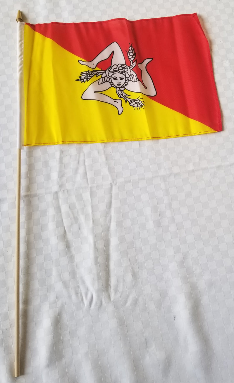 Sicily 12x18 Inch Italian Stick Flags 30" Wooden Staffs