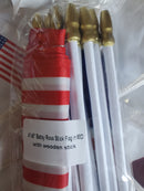 Betsy Ross Stick Flags 4"x6" Sewn Edge Black 100% Wooden 10" Staffs Gold Spears