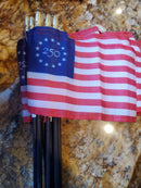 Betsy Ross 250 Limited Edition Premium Stick Flags 4x6 Inches 10 Inch Staff Gold Spears 12 Pack