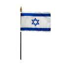 Israel 12"x18" Inch Stick flags Wood Staff 24" Long Quality Sewn Edge Israel Flags