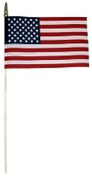 American Government Specificans 12x18 Inches USA Flags on 30" wood staffs SIX PACK