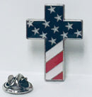 USA Cross Silver Lapel Pin Americana