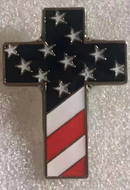 USA Cross Silver Lapel Pin Americana