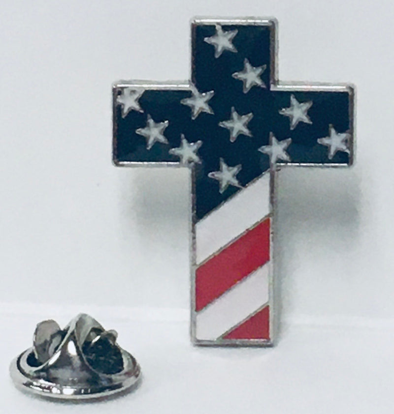 USA Cross Silver Lapel Pin