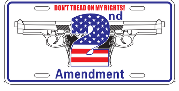 Don't Tread On My Rights 2nd Amendment Embossed License Plate