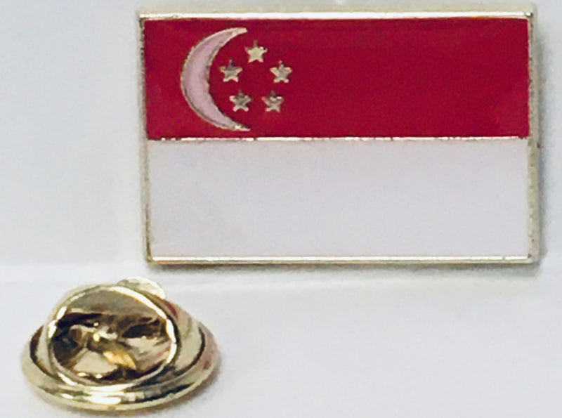 Singapore Rectangle Flag Lapel Pin