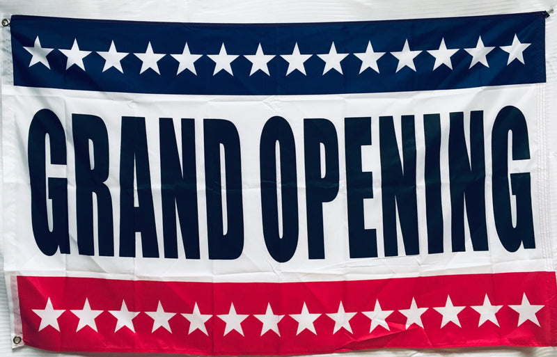 Grand Opening Red White & Blue 3'X5' Flag ROUGH TEX® 100D