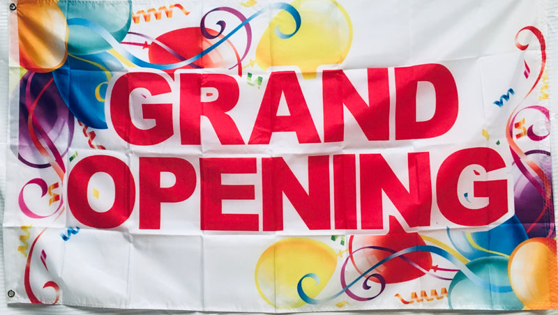 Grand Opening Balloons 3'X5' Flag ROUGH TEX® 100D