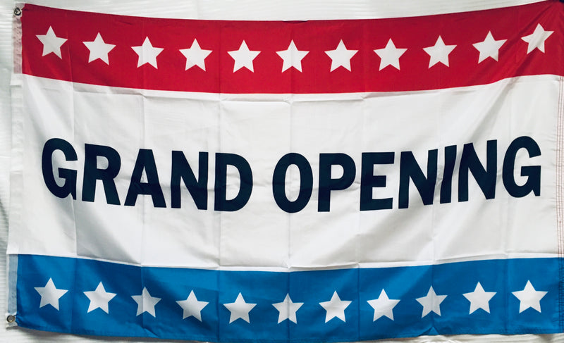Grand Opening Red White Blue 3'X5' Flag ROUGH TEX® 100D