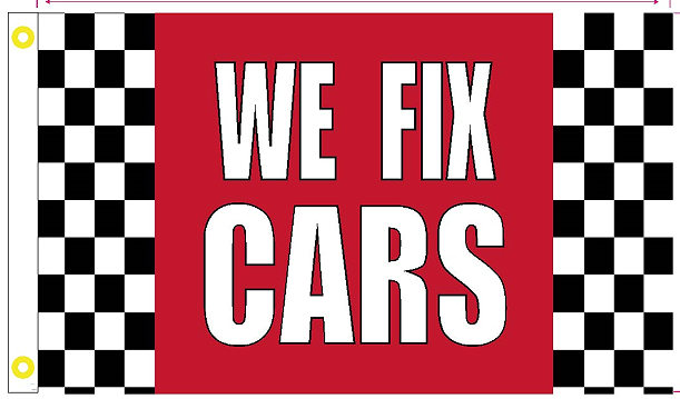 We Fix Cars Checkered 3'X5' Flag ROUGH TEX® 100D