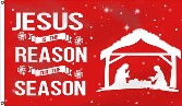 Jesus is The Reason Red 3'X5' Flag ROUGH TEX® 100D Christian Christmas Manger