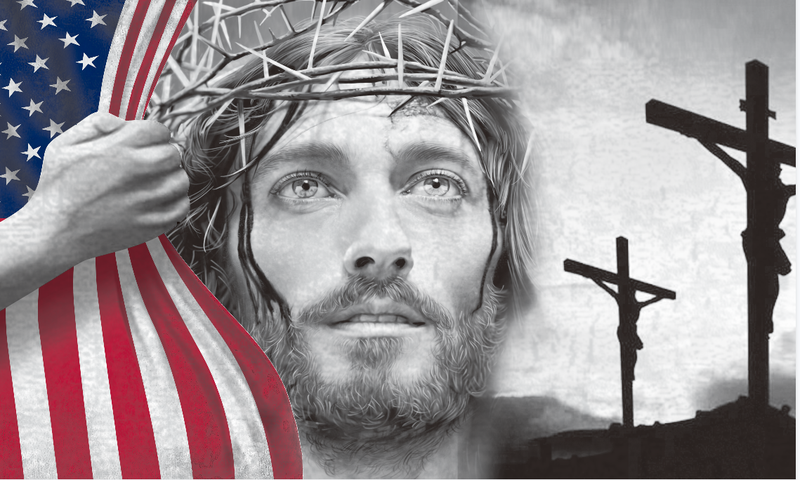 USA Jesus Reveal 3'X5' Flag ROUGH TEX® 100D Christian