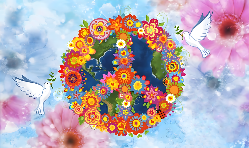 Peace Flowers 3'X5' Flag ROUGH TEX® 68D