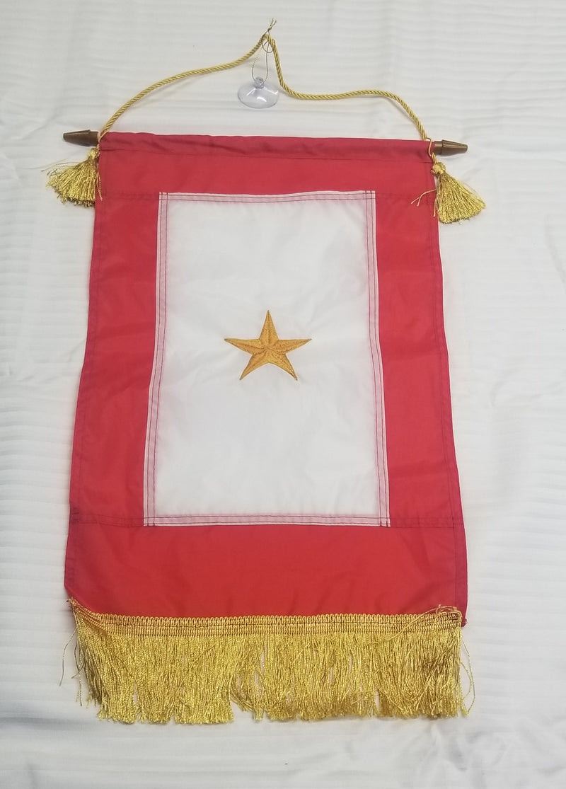 Service Banner Gold Star 12"x18" Embroidered Flag ROUGH TEX® 300D With Suction Cup