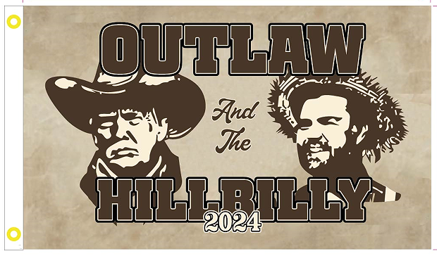 Outlaw And The Hillbilly 2024 3'X5' Flag ROUGH TEX® 100D Trump Vance Vintage Flags