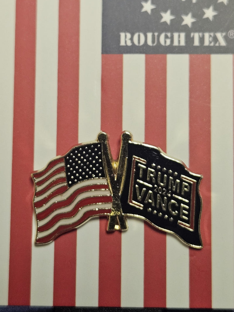 Pres. Trump Vance USA Blue American Flag Lapel Pins Cloisonné GOP Republican President & VP