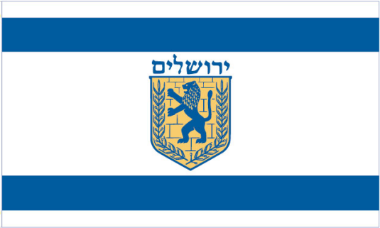 Jerusalem 12"x18" Stick Flag ROUGH TEX® 100D 30" Wooden Staff