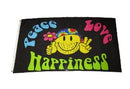 Peace Love Happiness Smiley 3'X5' Flag ROUGH TEX® 68D