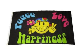 Peace Love Happiness Smiley 3'X5' Flag ROUGH TEX® 68D