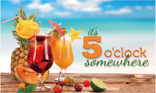 It's 5 O'clock Somewhere Pineapple Lime Fruit Cherry Drinks 3'X5' Flag ROUGH TEX® 100D Beach Resort Banner