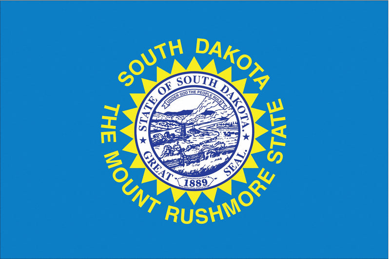 South Dakota 3'x5' Embroidered Polyester Flag with Gold Fringe