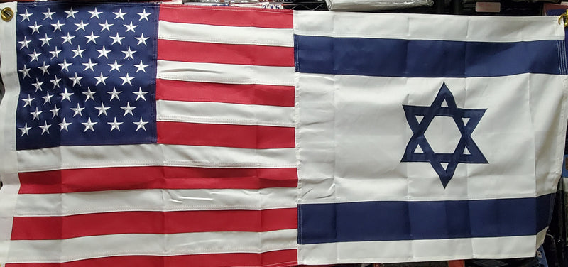 America Israel 2x4 Feet Embroidered Flag ROUGH TEX® 600D Oxford USA