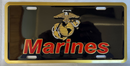 Marines Black Gold Border Embossed License Plate Aluminum