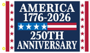 America 1776-2026 250th Anniversary 8"x12" Stick Flag ROUGH TEX® Wooden Stick
