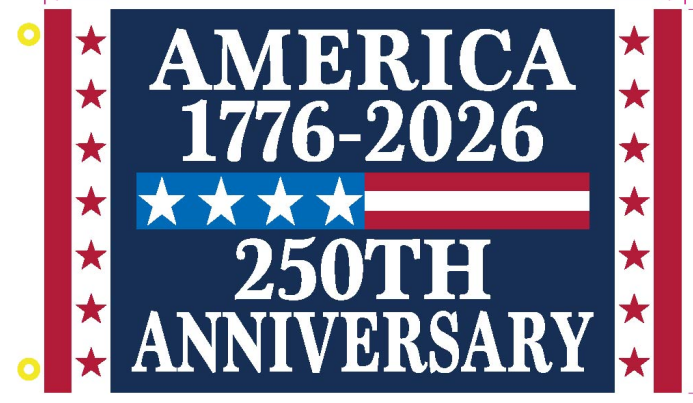 America 1776-2026 250th Anniversary 12"x18" Stick Flag ROUGH TEX® Wooden Stick
