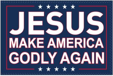 Bandera 3x5 Pies Jesus Make America Godly Again - Nailon Poliéster 100D Negro Y Azul
