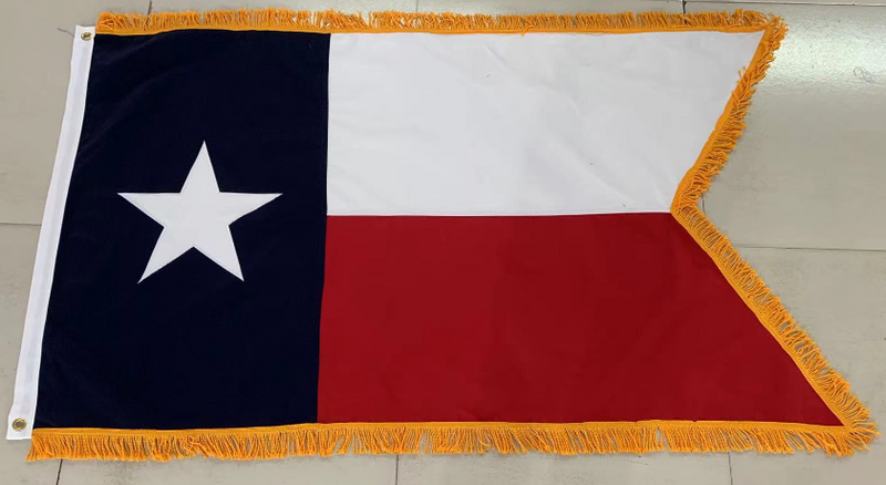 Texas Cavalry 3'x5' Embroidered Flag ROUGH TEX® Cotton with Gold Fringe Sleeve & Grommets
