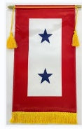 Service Star 2 Blue Star 12"x18" Banner ROUGH TEX® with Gold Fringe