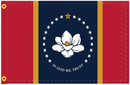 Mississippi Magnolia 3'X5' Flag ROUGH TEX® 100D with Sleeve & Gold Fringe