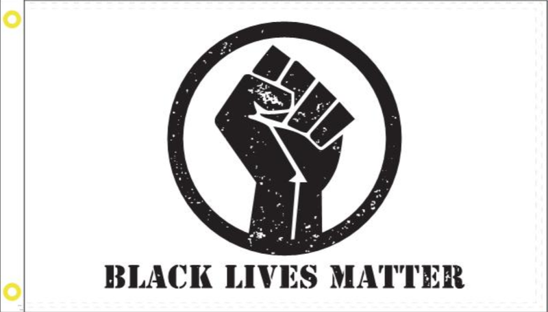 Black Lives Matter Fist Militant White 3'X5' Flag ROUGH TEX® Double Sided