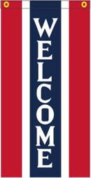 Welcome Red White Blue 5'x3' Double Sided Flag ROUGH TEX® 100D Banner with Sleeve & Grommets