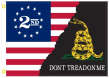 2nd Amendment Betsy Ross Gadsden Black 12"x18" Double Sided Flag ROUGH TEX® 100D With Grommets