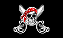 Pirate Red Bandana Hat Skull Crossed Swords 12"x18" Flag ROUGH TEX® 100D Jolly Roger With Grommets