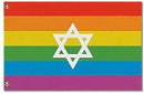 Rainbow Jewish Pride 3'X5' Flag ROUGH TEX® 100D