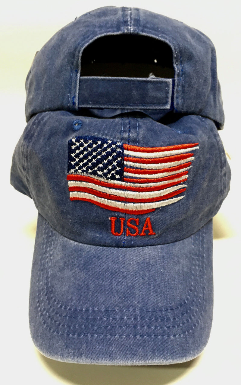 USA Waving Blue Washed Cap