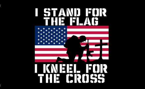 I Stand For The Flag I Kneel For The Cross 3'X5' Flag ROUGH TEX® 150D