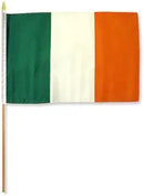 Ireland 12"x18" Stick Flag ROUGH TEX® 100D 30" Wooden Staff Irish
