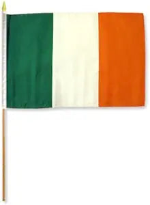 Ireland 12"x18" Stick Flag ROUGH TEX® 100D 30" Wooden Staff Irish