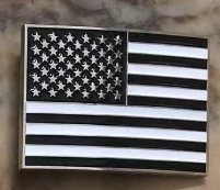 USA Black & White Embossed Belt Buckles American Flag