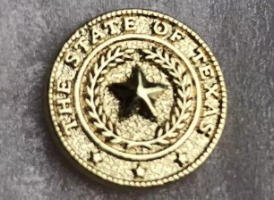 Texas Seal Gold Round Lapel Pin