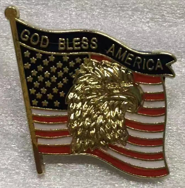God Bless America USA Eagle Wavy Lapel Pin